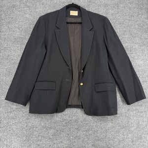 Pendleton Women Black Wool Blazer Gold Buttons USA Vintage Jacket Read